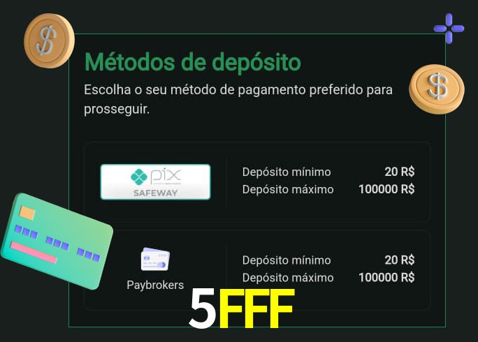 O cassino 5FFF oferece uma grande variedade de métodos de pagamento